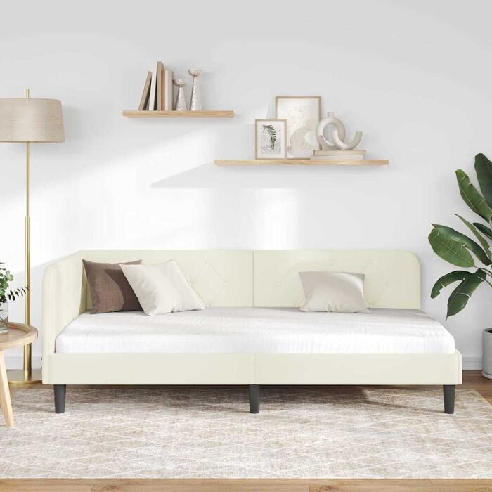 Vidaxl Cadre de lit d'angle 100 x 200 cm velours crème - 35% de remise