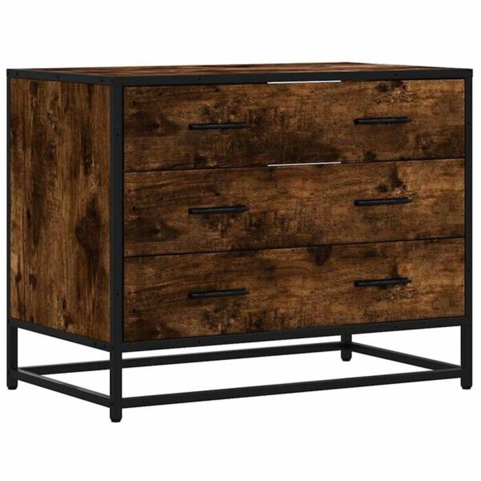 Vidaxl Commode 3 tiroirs chêne fumé 70x41x56cm - 34% de remise