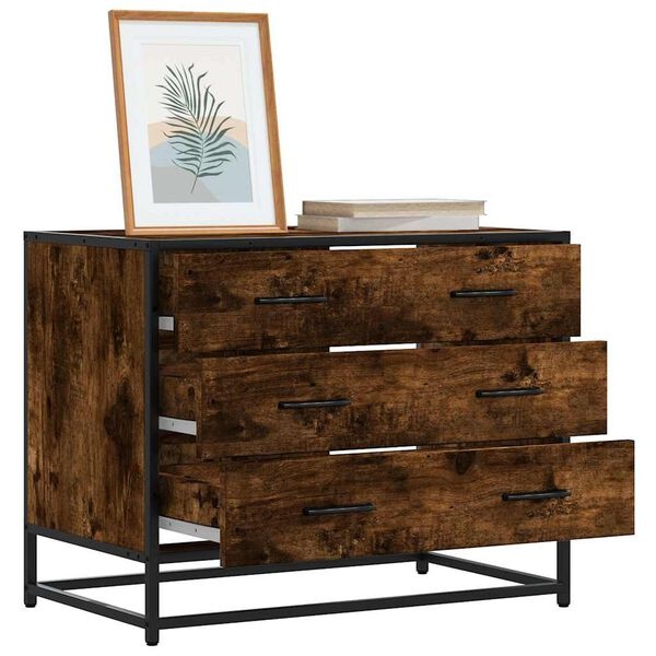 Vidaxl Commode 3 tiroirs chêne fumé 70x41x56cm - 34% de remise
