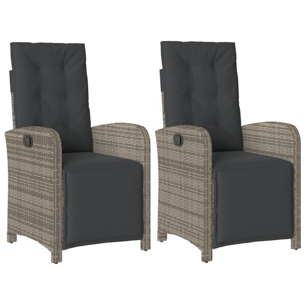 Vidaxl Lot de 2 chaises de jardin inclinables en polyrotin gris - 35% de remise