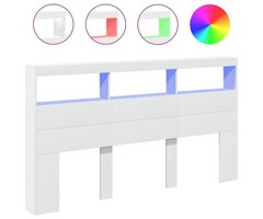 Vidaxl Tête de lit LED et rangement 180x102 cm blanc - 34% de remise
