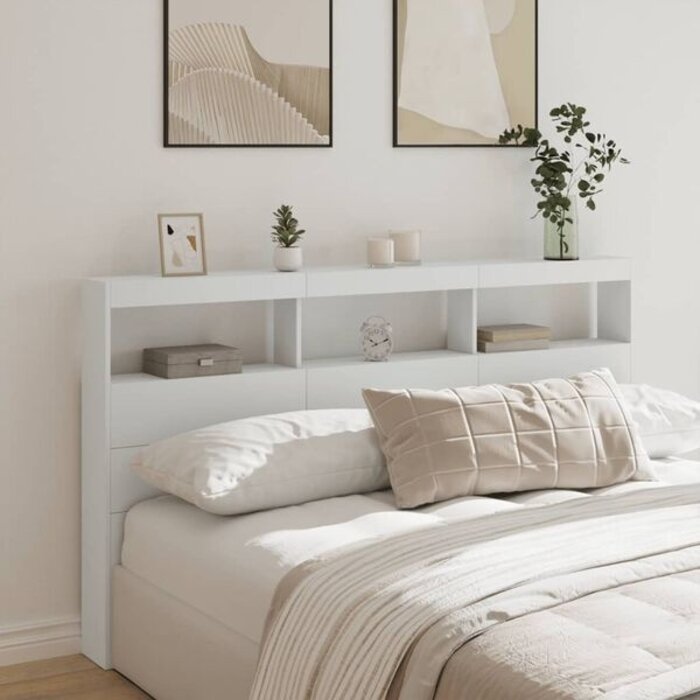 Vidaxl Tête de lit LED et rangement 180x102 cm blanc - 34% de remise