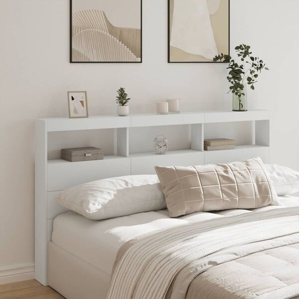 Vidaxl Tête de lit LED et rangement 180x102 cm blanc - 34% de remise