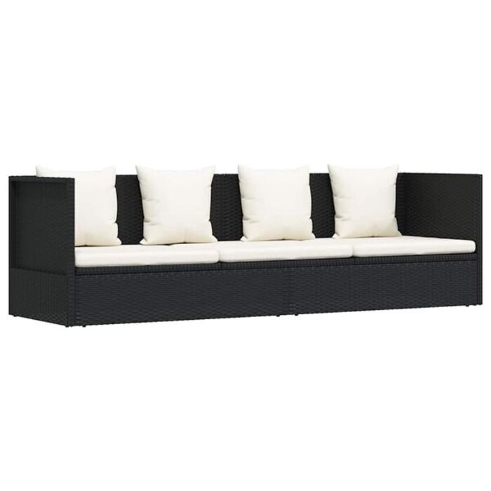 Vidaxl Bain de soleil en résine tressée noire - 35% de remise