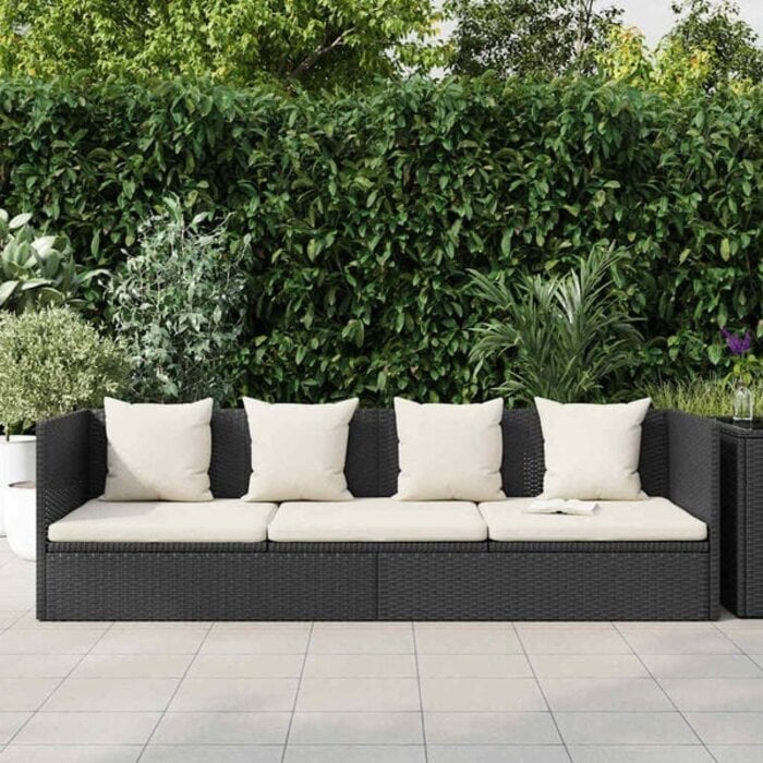 Vidaxl Bain de soleil en résine tressée noire - 35% de remise