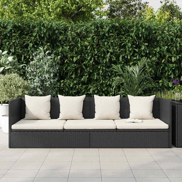Vidaxl Bain de soleil en résine tressée noire - 35% de remise