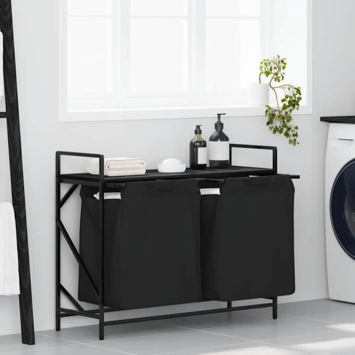 Vidaxl Panier à linge 2 compartiments et étagère - 33% de remise
