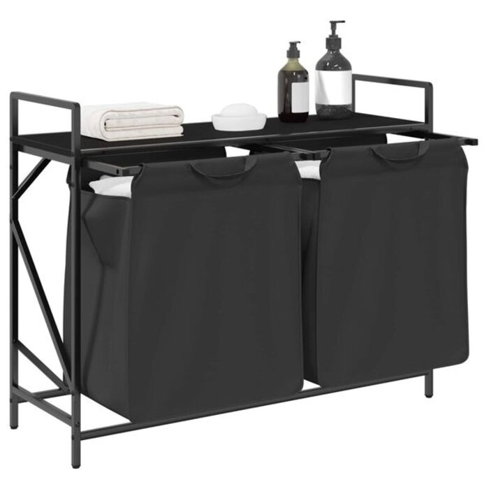 Vidaxl Panier à linge 2 compartiments et étagère - 33% de remise