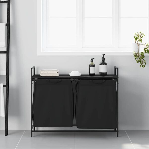 Vidaxl Panier à linge 2 compartiments et étagère - 33% de remise