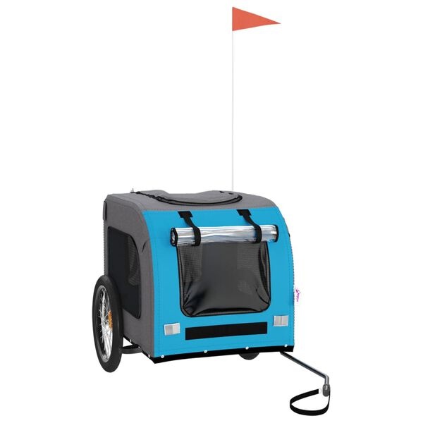 Vidaxl Remorque de vélo pour chien bleue et grise - 34% de remise