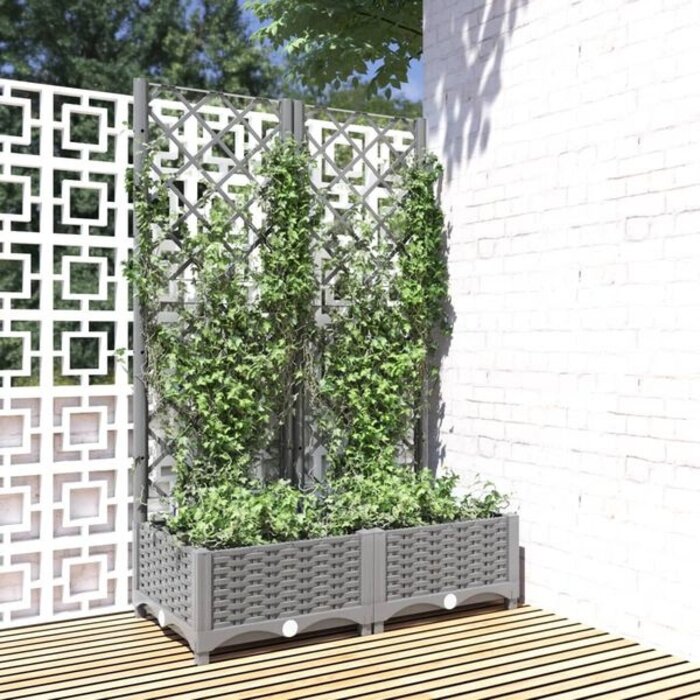 Vidaxl Jardinière avec treillis 80x40x121,5 cm - Gris clair - 33% de remise
