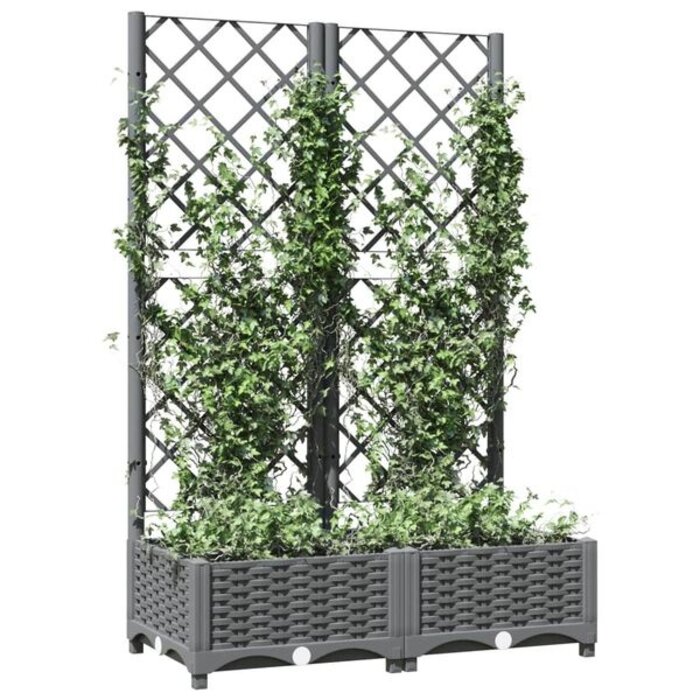 Vidaxl Jardinière avec treillis 80x40x121,5 cm - Gris clair - 33% de remise