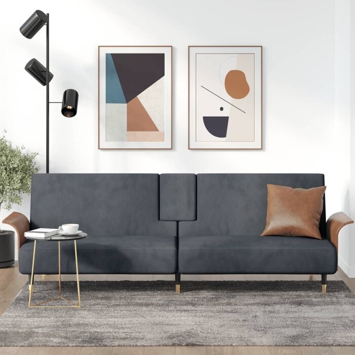 Vidaxl Canapé-lit velours gris foncé - 224 cm - 35% de remise
