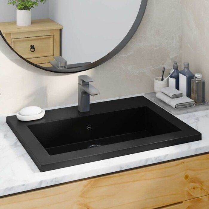 Vidaxl Vasque de salle de bain en granit noir 600x450 mm - 35% de remise
