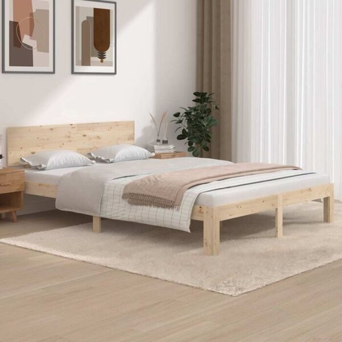 Vidaxl Cadre de lit en bois de pin massif 140x200 cm - 34% de remise