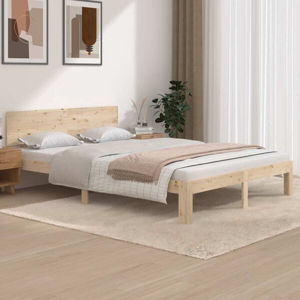 Vidaxl Cadre de lit en bois de pin massif 140x200 cm - 34% de remise