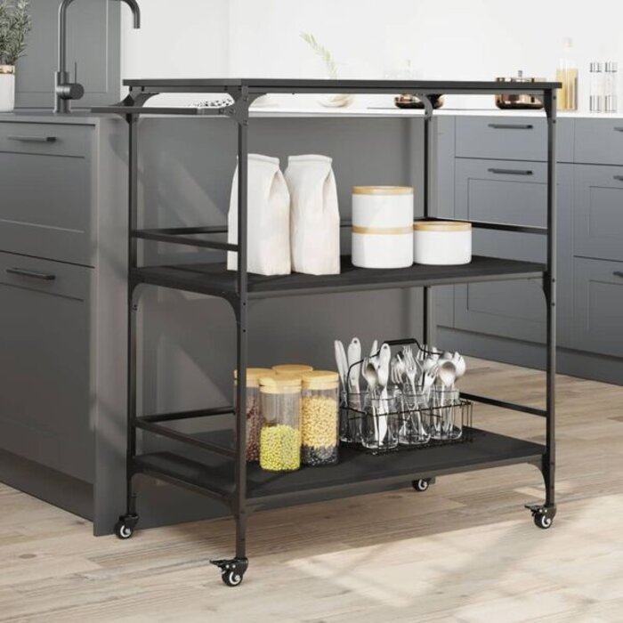 Vidaxl Desserte de cuisine industrielle noire - 100,5cm - 34% de remise