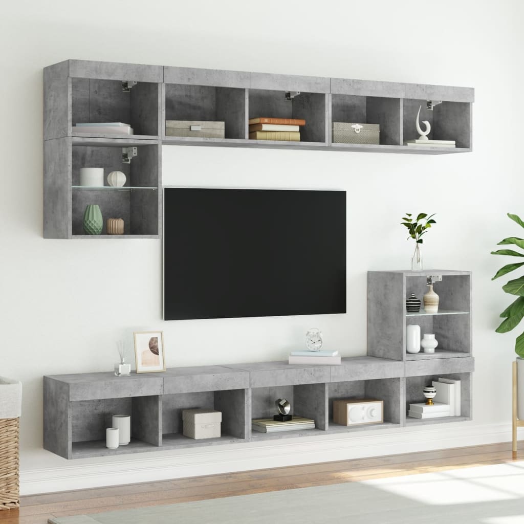 Vidaxl Lot de 2 meubles TV muraux LED gris béton - 33% de remise