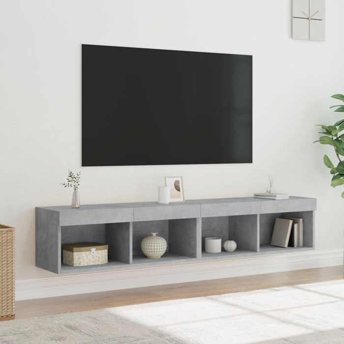 Vidaxl Lot de 2 meubles TV muraux LED gris béton - 33% de remise