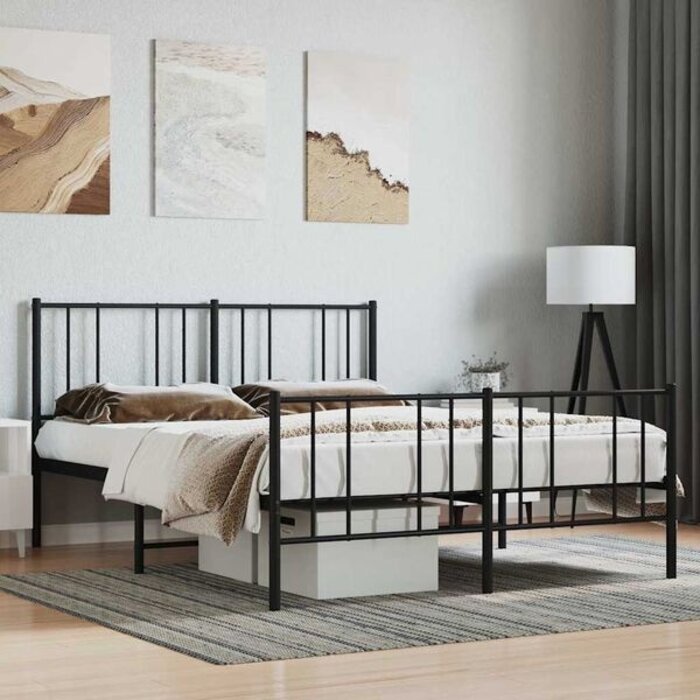 Vidaxl Cadre de lit métal noir 140x190 cm - 34% de remise