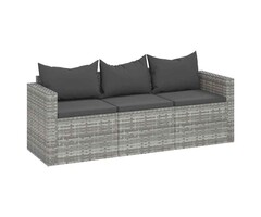 Vidaxl Banc de jardin 3 places en poly rotin gris - 35% de remise