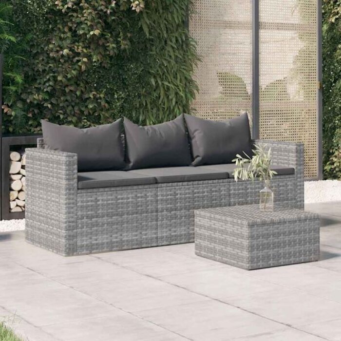 Vidaxl Banc de jardin 3 places en poly rotin gris - 35% de remise