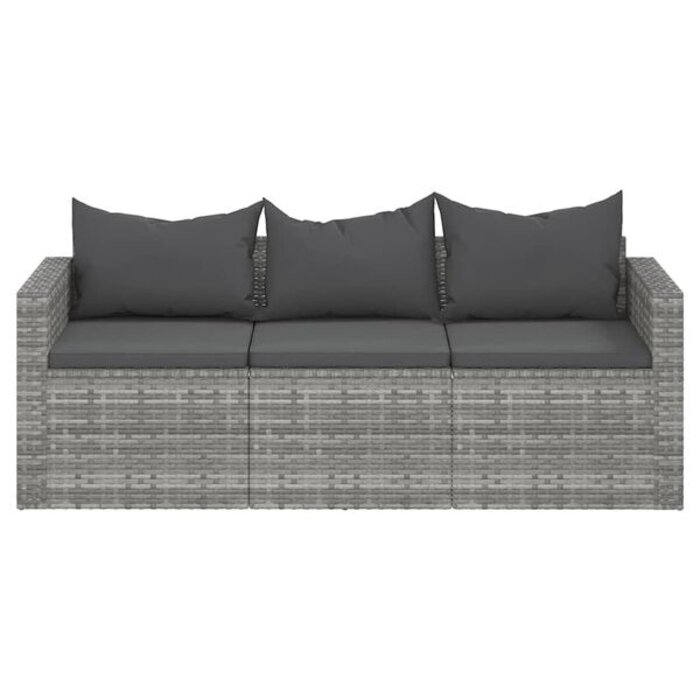 Vidaxl Banc de jardin 3 places en poly rotin gris - 35% de remise