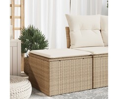 Vidaxl Pouf de jardin Beige Taille M en rotin synthétique - 33% de remise
