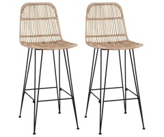 Vidaxl Lot de 2 tabourets de bar en rotin et acier - Naturel - 35% de remise