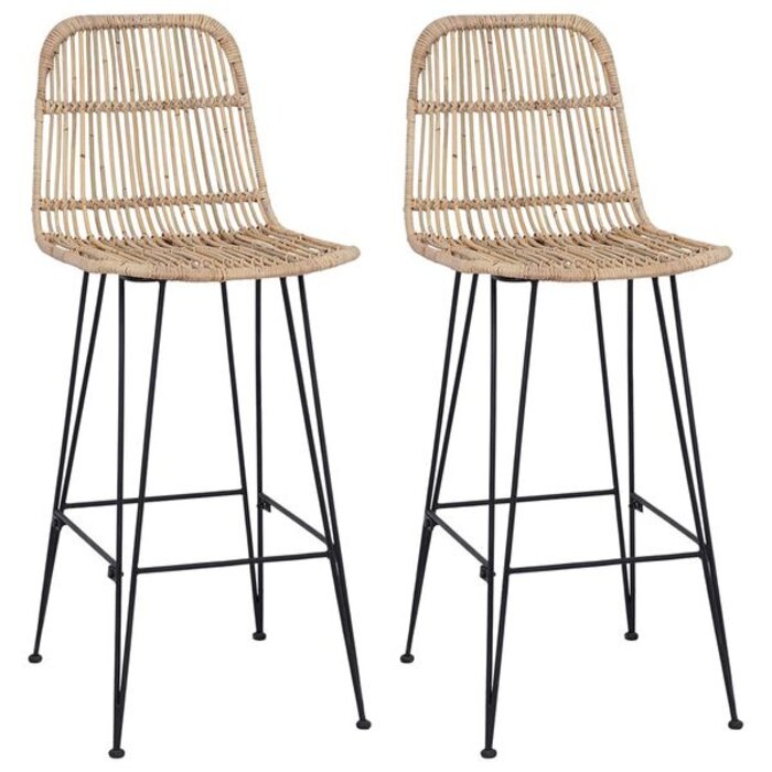 Vidaxl Lot de 2 tabourets de bar en rotin et acier - Naturel - 35% de remise