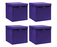 Vidaxl Lot de 4 boîtes de rangement violettes 28x28x28cm - 31% de remise