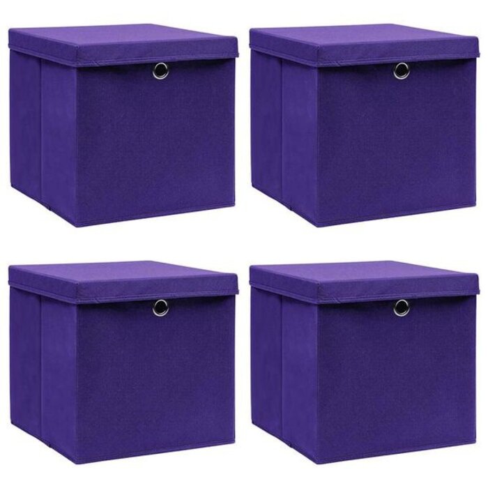 Vidaxl Lot de 4 boîtes de rangement violettes 28x28x28cm - 31% de remise