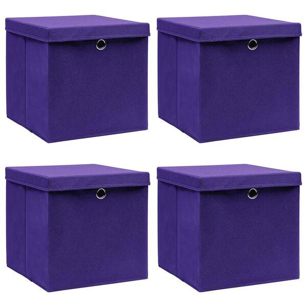 Vidaxl Lot de 4 boîtes de rangement violettes 28x28x28cm - 31% de remise