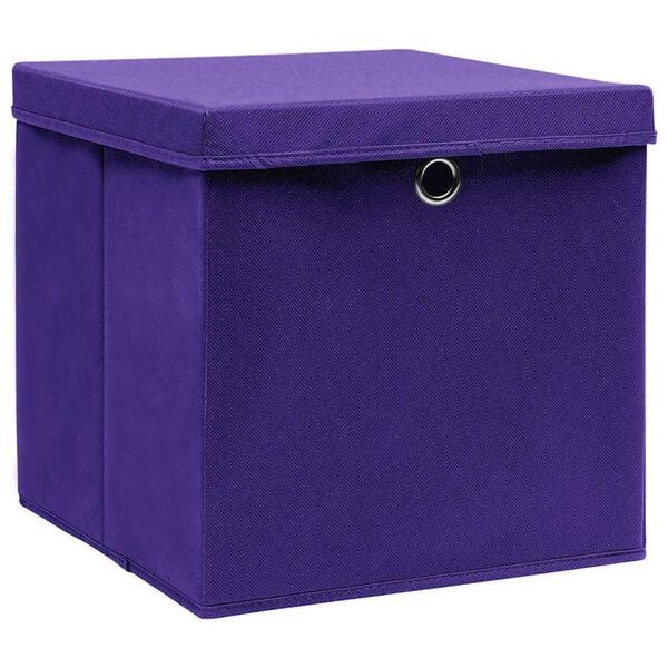 Vidaxl Lot de 4 boîtes de rangement violettes 28x28x28cm - 31% de remise