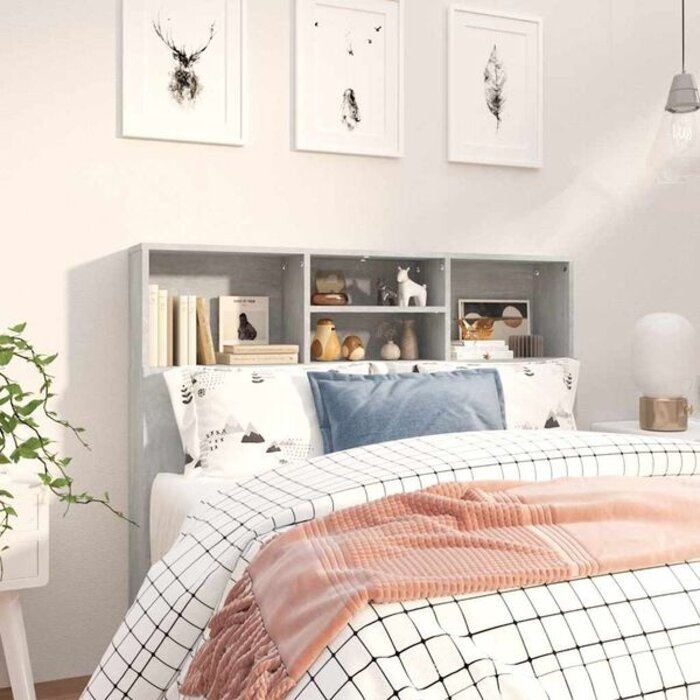 Vidaxl Tête de lit avec rangement gris béton 120cm - 33% de remise