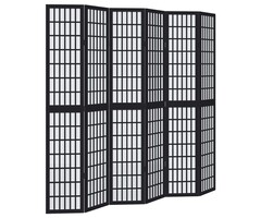 Vidaxl Paravent 6 panneaux bois massif noir - 35% de remise