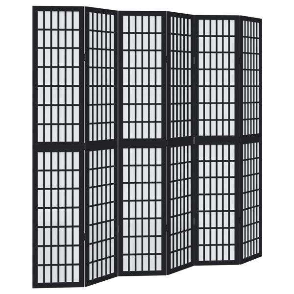 Vidaxl Paravent 6 panneaux bois massif noir - 35% de remise