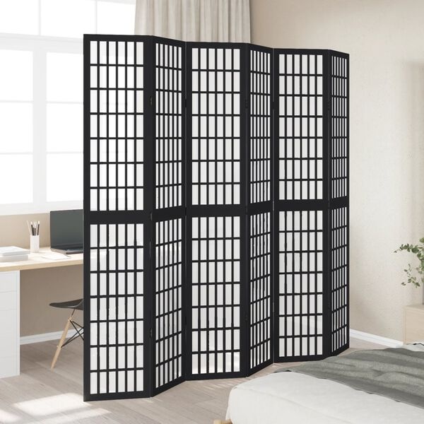 Vidaxl Paravent 6 panneaux bois massif noir - 35% de remise
