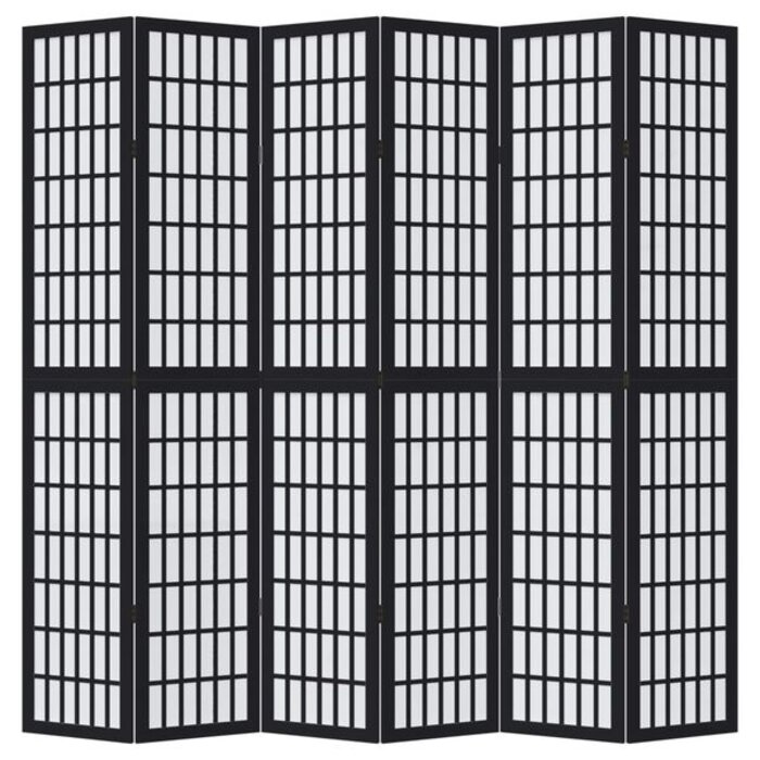 Vidaxl Paravent 6 panneaux bois massif noir - 35% de remise