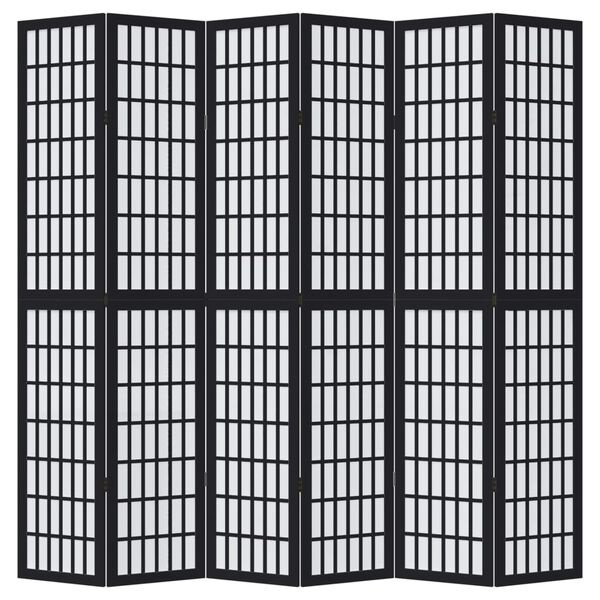 Vidaxl Paravent 6 panneaux bois massif noir - 35% de remise