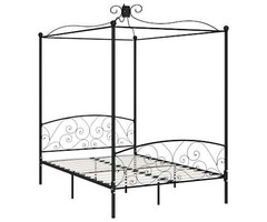 Vidaxl Lit à baldaquin en métal noir 120x200 cm - 35% de remise