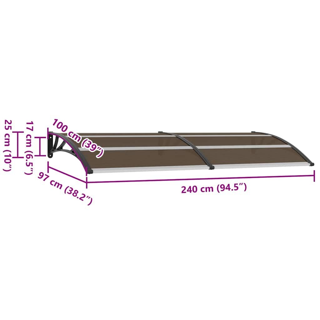 Vidaxl Marquise de porte 240x100 cm polycarbonate noir - 34% de remise