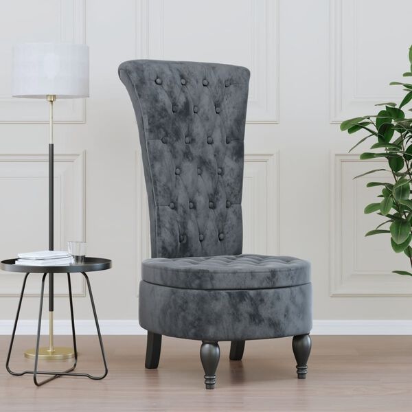 Vidaxl Chaise en velours gris foncé capitonnée - 29% de remise