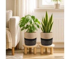 Vidaxl Lot de 2 pots de fleurs en jute naturel et noir - 30% de remise
