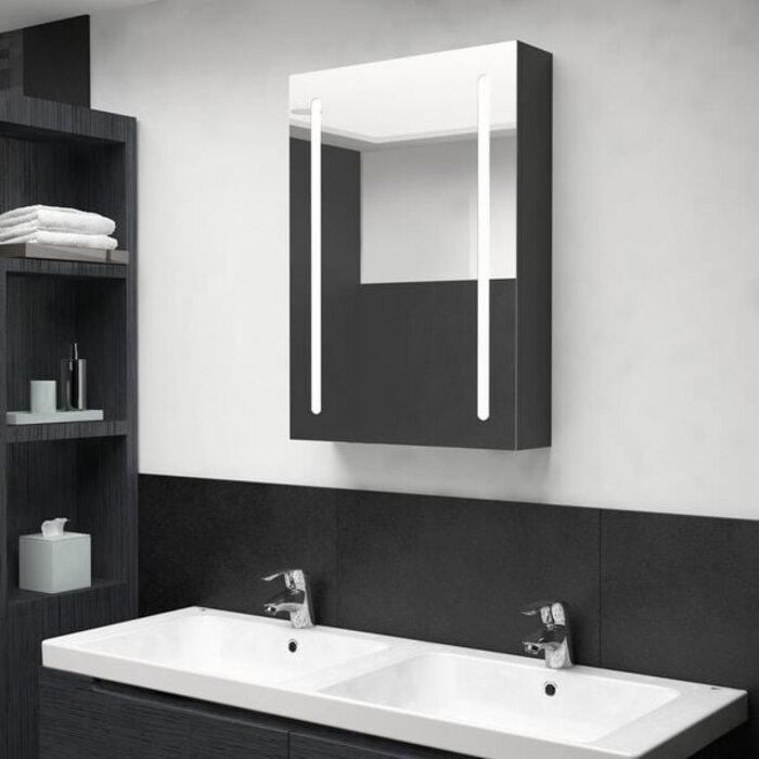 Vidaxl Armoire de salle de bain LED 50x13x70 cm Noir brillant - 34% de remise