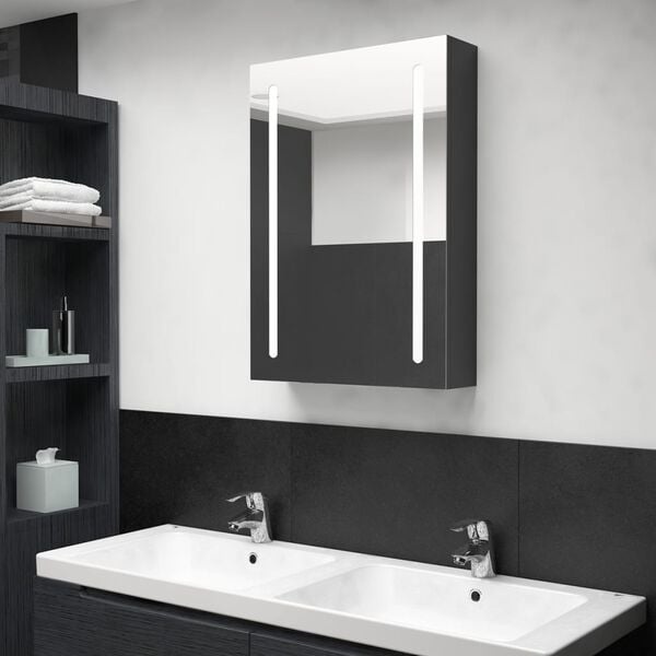 Vidaxl Armoire de salle de bain LED 50x13x70 cm Noir brillant - 34% de remise