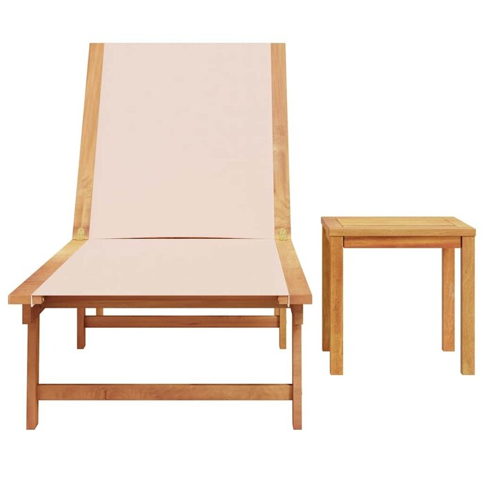 Vidaxl Bain de soleil avec table en acacia et textilène crème - 30% de remise