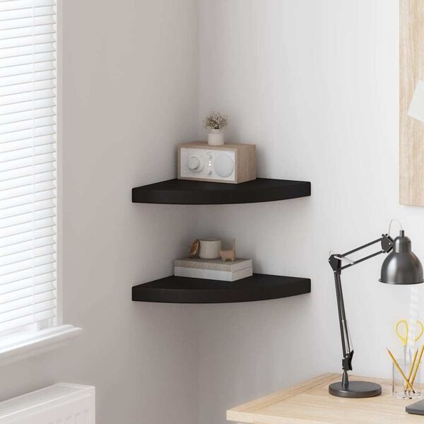 Vidaxl Lot de 2 étagères d'angle flottantes MDF noir - 33% de remise