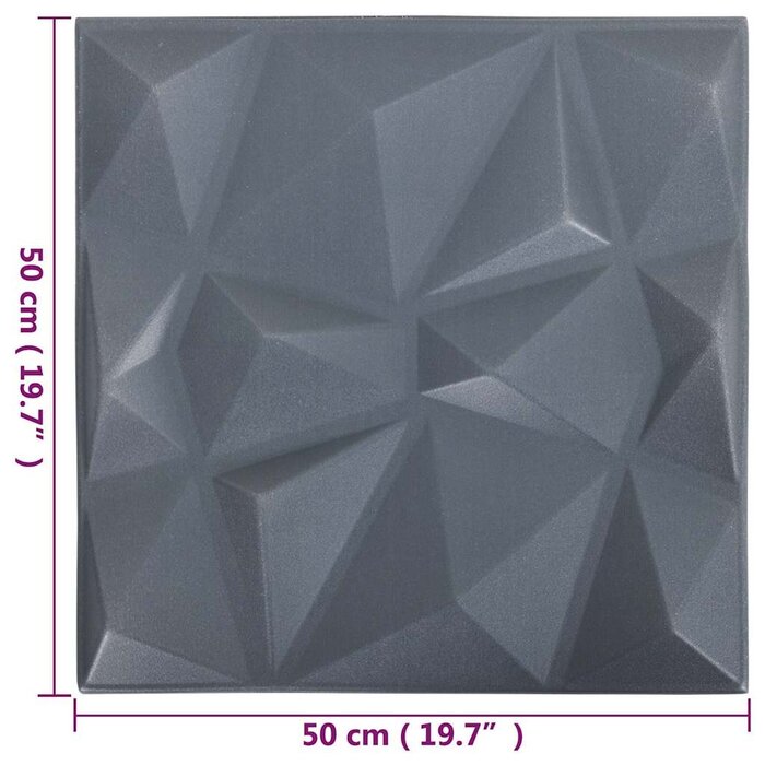 Vidaxl Panneaux muraux 3D Diamant Gris - 6 m² - Lot de 24 - 33% de remise