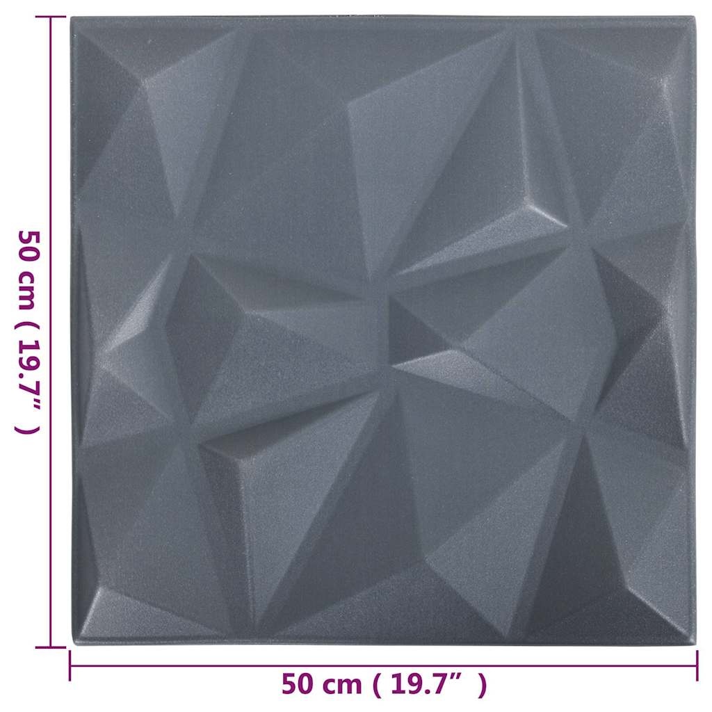 Vidaxl Panneaux muraux 3D Diamant Gris - 6 m² - Lot de 24 - 33% de remise